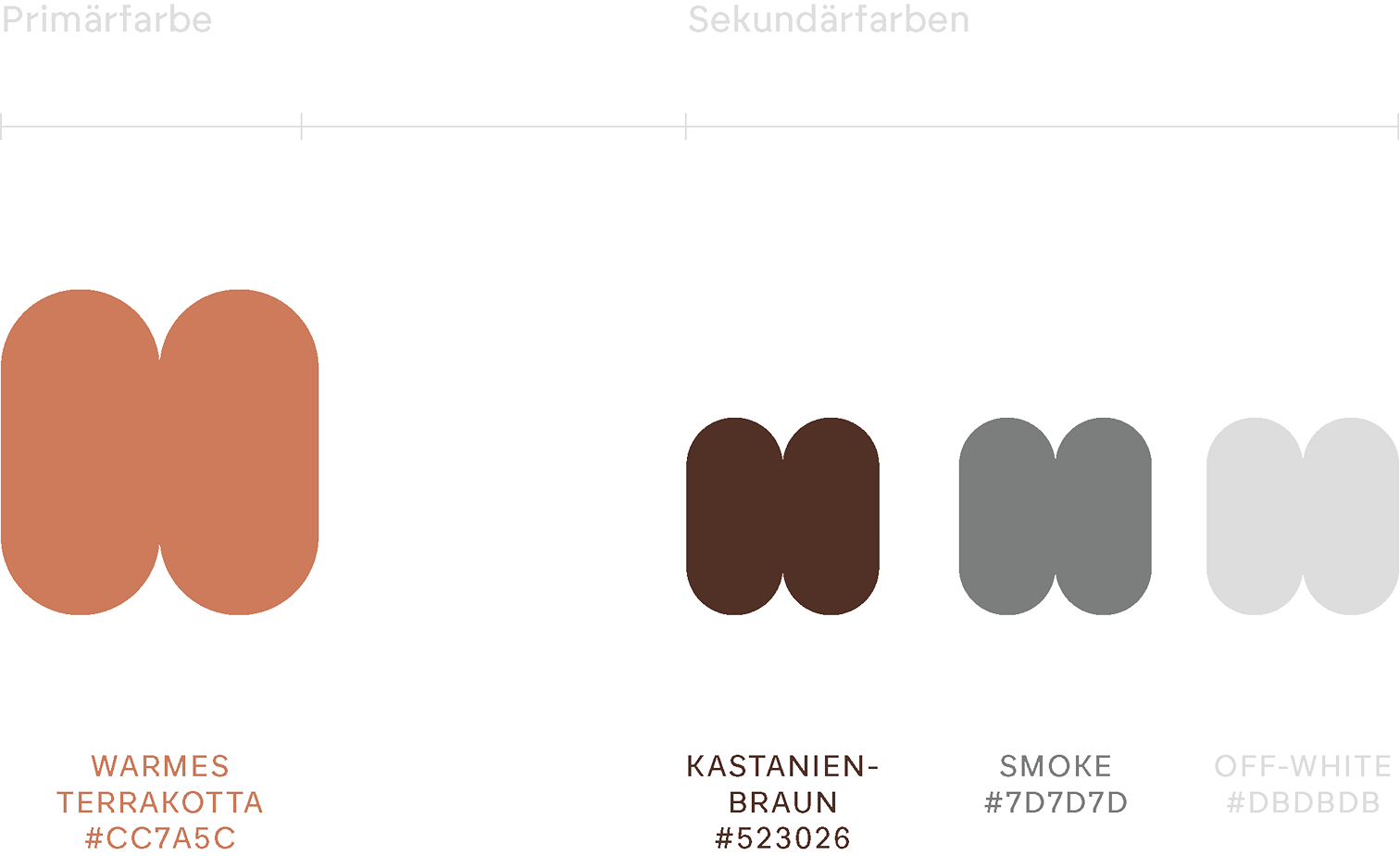 BISS PUNKT color palette: warmes terrakotta, kastanien-braun, smoke and off-white